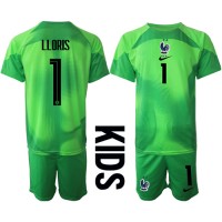 Dres Francuska Hugo Lloris #1 Golmanski Gostujuci za djecu SP 2022 Kratak Rukav (+ kratke hlače)